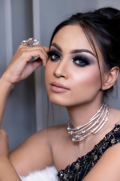 Model wearing Saahibha Groverr necklace